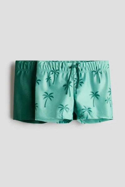 H&m Kids'  2-pack Swimming Trunks In Green