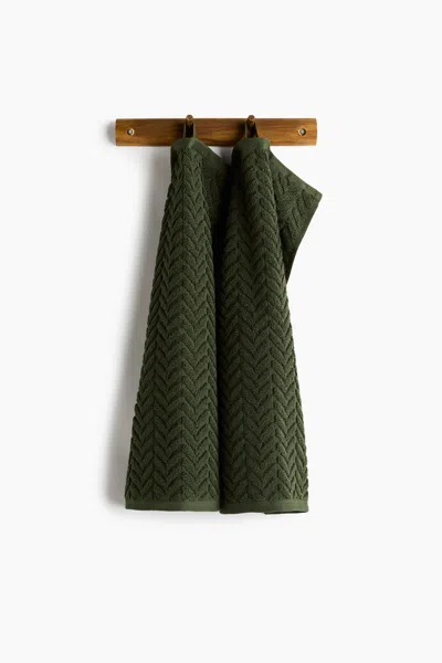 H&m 2-pack Textured Guest Towels In Green