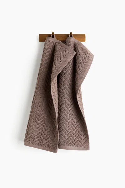 H&m 2-pack Textured Guest Towels In Brown