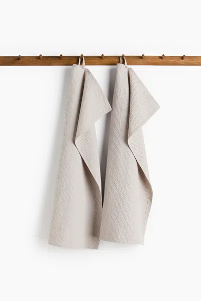 H&m 2-pack Waffled Tea Towels In Neutral