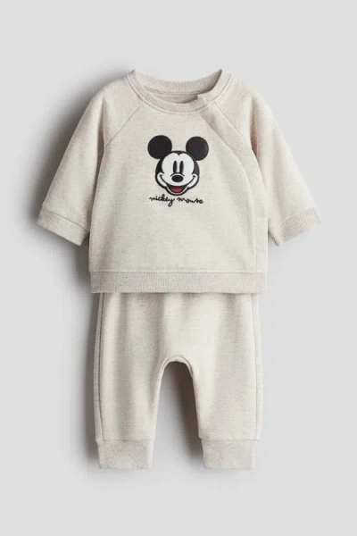 H&m Babies'  2-piece Appliquéd Sweatsuit In White