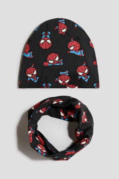H&m Kids'  2-piece Beanie And Tube Scarf Set In Black
