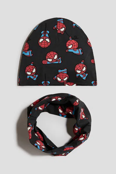 H&m Kids' 2-piece Beanie And Tube Scarf Set In Black