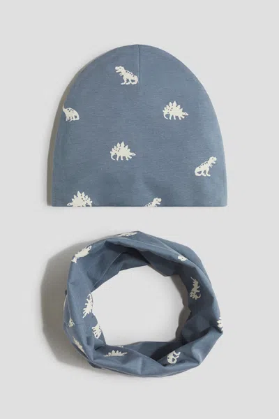 H&m Kids' 2-piece Beanie And Tube Scarf Set In Gray