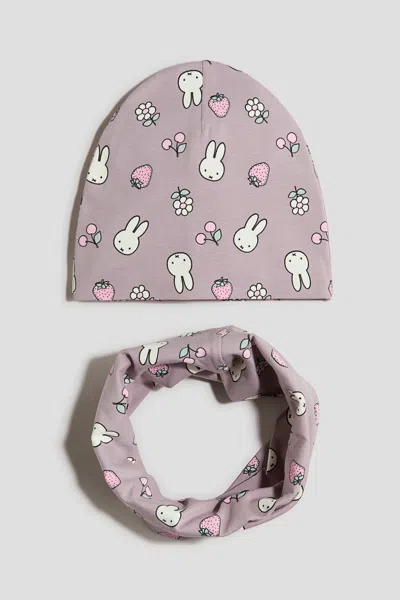 H&m Kids' 2-piece Beanie And Tube Scarf Set In Pink