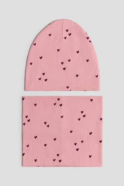 H&m Kids' 2-piece Beanie And Tube Scarf Set In Pink