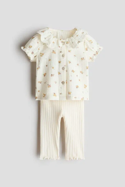 H&m Babies'  2-piece Blouse And Leggings Set In Brown