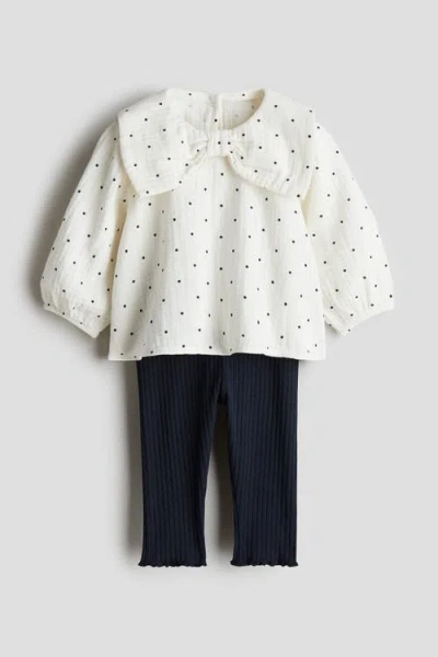 H&m Babies'  2-piece Blouse And Leggings Set In Burgundy