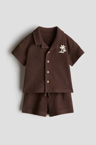 H&m Babies'  2-piece Cotton Jersey Set In Brown