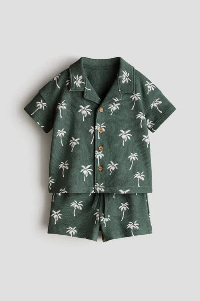 H&m Babies'  2-piece Cotton Jersey Set In Green