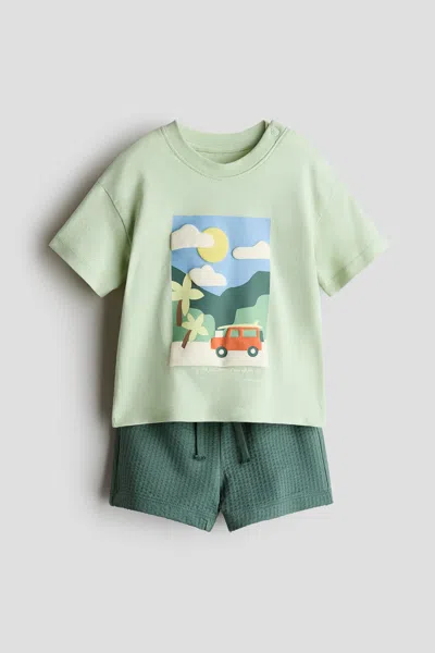 H&m Kids' 2-piece Cotton Jersey Set In Green