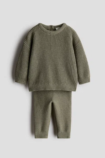 H&m Babies' 2-piece Cotton Knit Set In Green