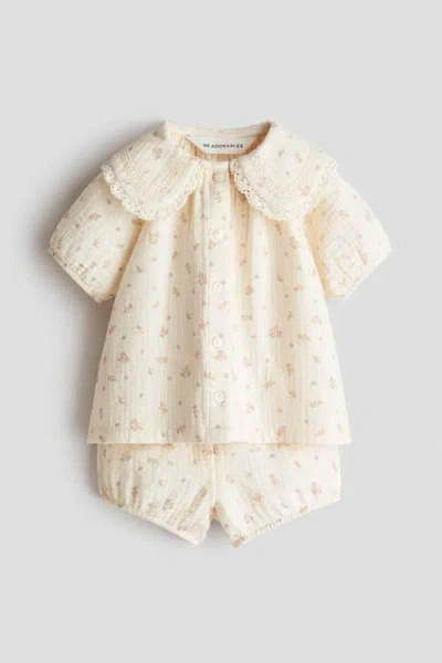 H&m Babies'  2-piece Cotton Muslin Set In Brown