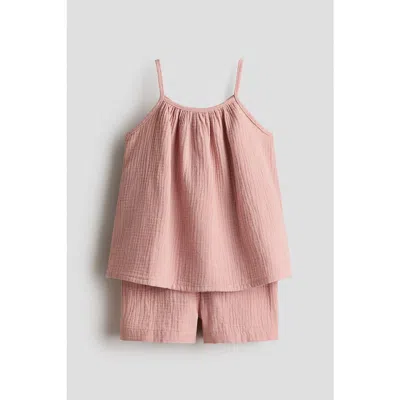 H&m Kids'  2-piece Cotton Muslin Set In Pink