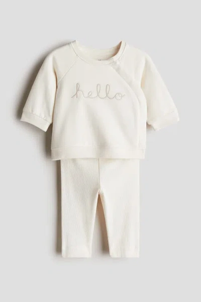 H&m Babies'  2-piece Cotton Set In White