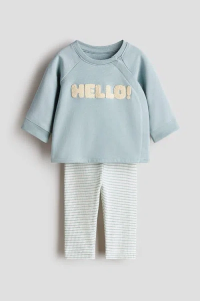 H&m Babies'  2-piece Cotton Set In Blue