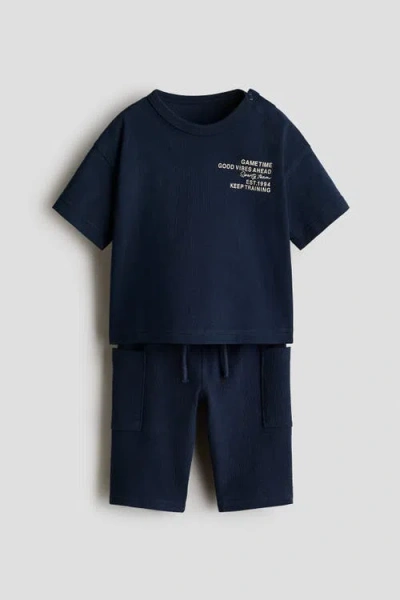 H&m Babies'  2-piece Cotton Set In Blue