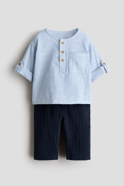 H&m Babies'  2-piece Cotton Set In Blue