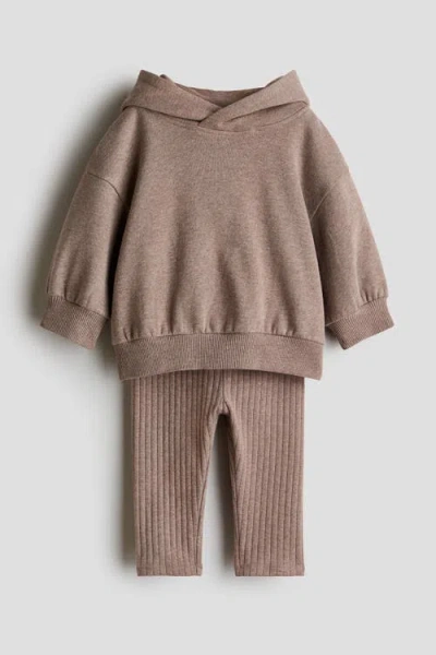 H&m Babies'  2-piece Cotton Set In Brown