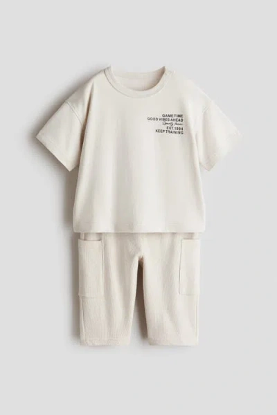 H&m Babies'  2-piece Cotton Set In Neutral