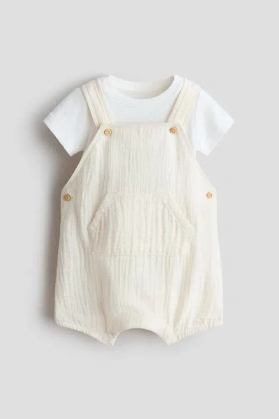 H&m Babies'  2-piece Cotton Set In Neutral
