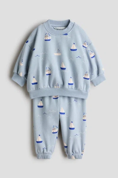 H&m Babies'  2-piece Cotton Sweatshirt Set In Blue