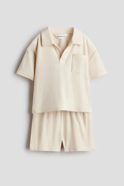 H&m Kids' 2-piece Cotton Terry Set In Neutral