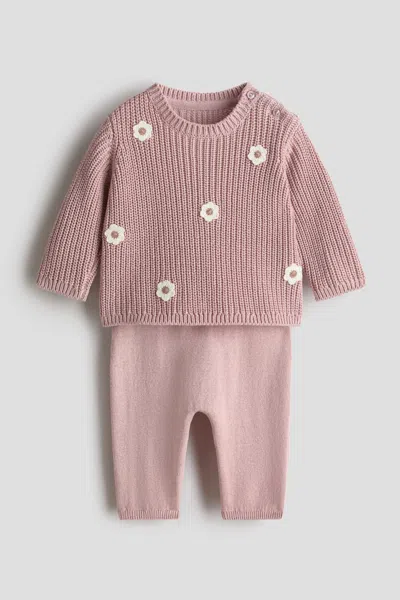 H&m Babies' 2-piece Cotton-knit Set In Brown