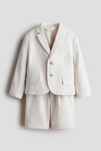 H&m Kids'  2-piece Dressy Cotton Set In Neutral