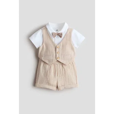 H&m Babies'  2-piece Dressy Cotton Set In Brown