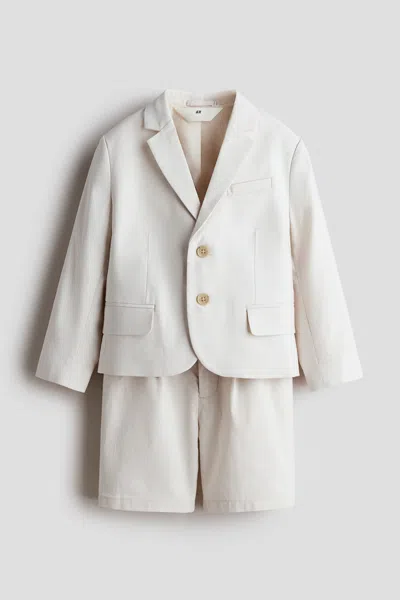 H&m Kids' 2-piece Dressy Cotton Set In Neutral