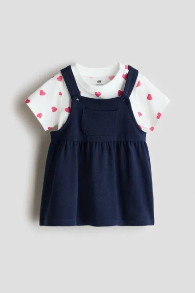 H&m Babies'  2-piece Dungaree Dress And Top Set In Transparent