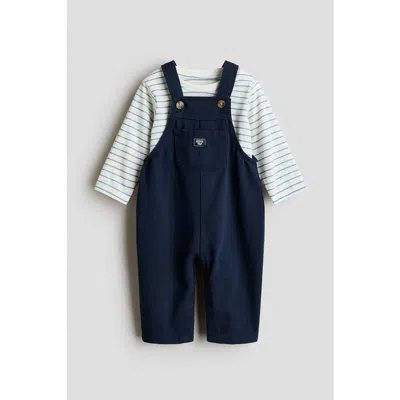H&m Babies'  2-piece Dungarees And Top Set In Blue
