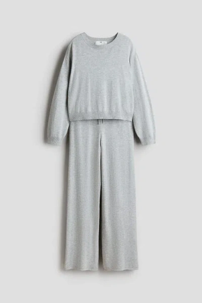 H&m Kids'  2-piece Fine-knit Set In Gray