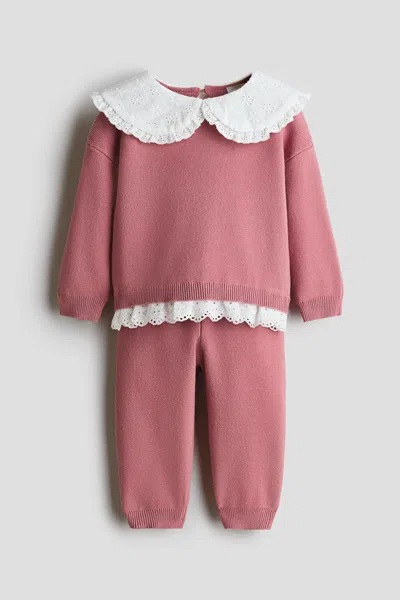 H&m Babies' 2-piece Fine-knit Set In Pink