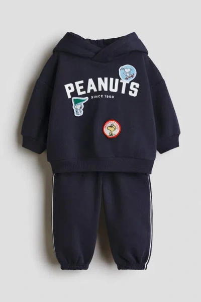 H&m Babies'  2-piece Hoodie And Joggers Set In Blue