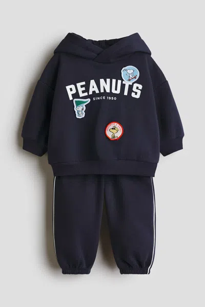 H&m Kids' 2-piece Hoodie And Joggers Set In Blue