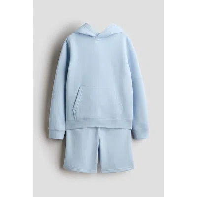 H&m Kids'  2-piece Hoodie And Sweatshorts Set In Blue