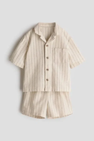 H&m Babies'  2-piece Linen-blend Set In Neutral