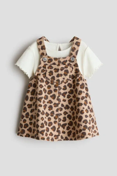 H&m Babies'  2-piece Overall Dress And Top Set In Animal Print