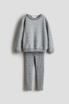 H&m 2-piece Patterned Cotton Set In Gray