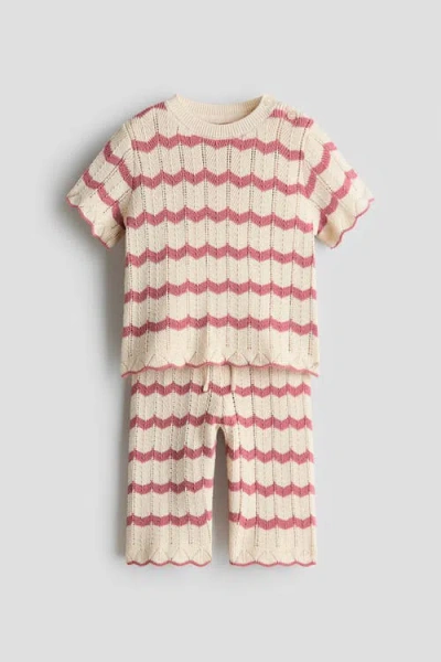 H&m Kids'  2-piece Pointelle-knit Cotton Set In Neutral