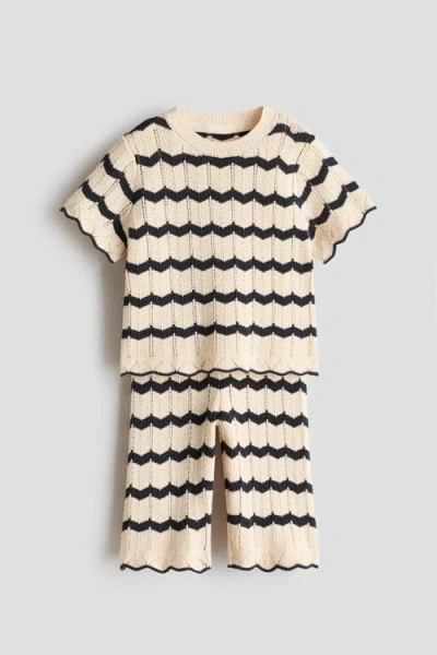 H&m Kids'  2-piece Pointelle-knit Cotton Set In Neutral