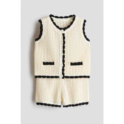 H&m Babies'  2-piece Pointelle-knit Cotton Set In Brown