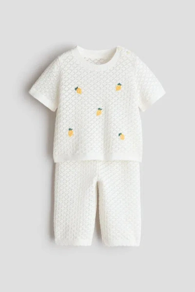 H&m Kids'  2-piece Pointelle-knit Cotton Set In White
