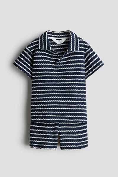 H&m Kids' 2-piece Pointelle-knit Set In Blue