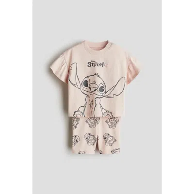 H&m Babies'  2-piece Printed Cotton Set In Pink