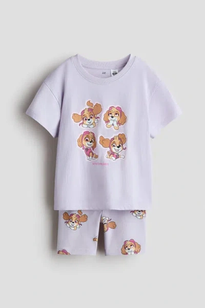 H&m Kids'  2-piece Printed Cotton Set In Blue