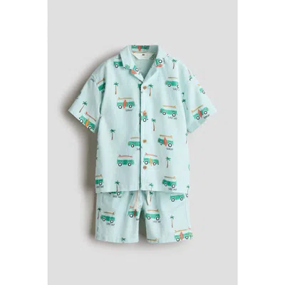 H&m Kids'  2-piece Printed Cotton Set In Blue