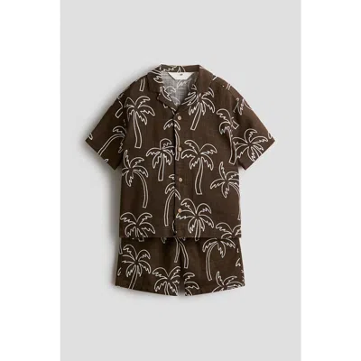 H&m Kids'  2-piece Printed Cotton Set In Brown